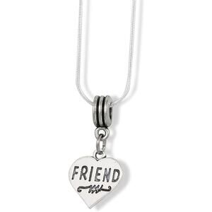 Friend on a Heart Charm Snake Chain Necklace